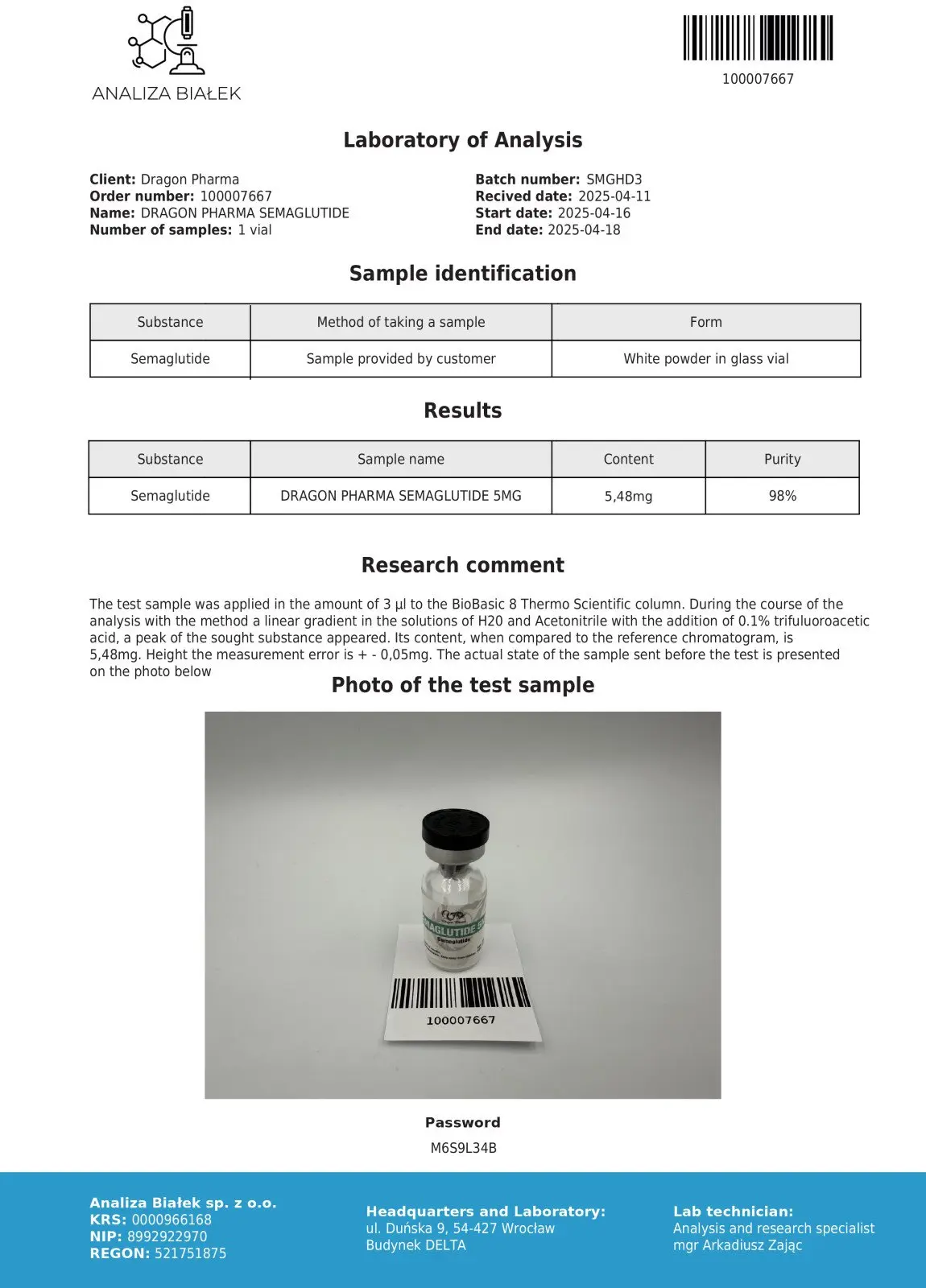 Semaglutide 5mg lab test
